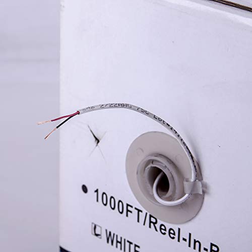 Fivestarcable 22Awg 2 Conductors 1000 Ft Alarm Wire 22/2 22-2 Security Cable Alarm Bulk Cable White #TOP5