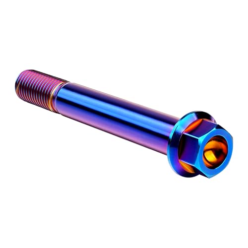 Image of Titanium Bolt M12 30 35 40 45 50 55 60 65 70 75 80 85 90mm Hex Small Flange Head for Motorcycle Car Modification Pack of 4 (M12x90mm Pitch 1.5, Burnt Blue)