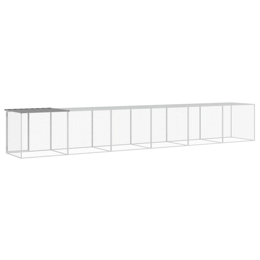 ARKEM Gabbia Polli Tetto Grigio Chiaro 603x98x90 cm Acciaio Zincato,Recinto per Cani da Giardino, Gabbia per Conigli, Recinto per Animali Domestici, Gatti, Cuccioli, Porte con Chiavistello e Parasole,