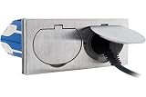 Zenitech - Gniazdo podłogowe 16A 2P+T - szczotkowane aluminium - IP55 - podwójne