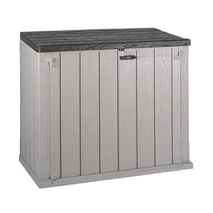 Toomax Stora Way All Weather Outdoor Horizontal Storage Shed Cabinet for Trash Can Garden Tools and Yard Equipment Taupe GrayAnthracite