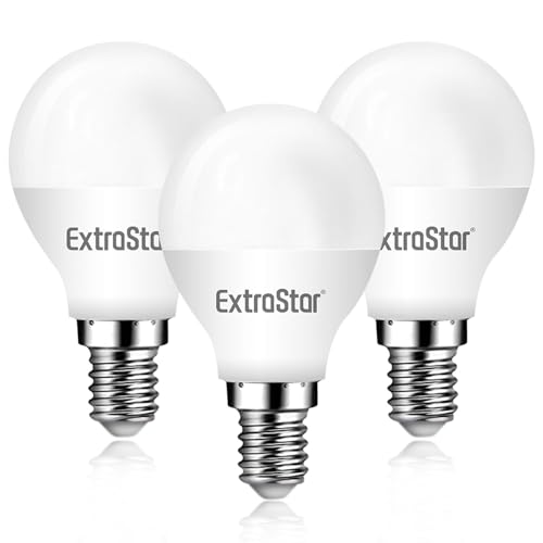 EXTRASTAR E14 LED SES Golf Ball Bulbs, 6W Small Edison Screw G45 Bulb, Warm White 3000K Energy Saving Light Bulb, 42W Equivalent, 510LM, Non-Dimmable, Pack of 3