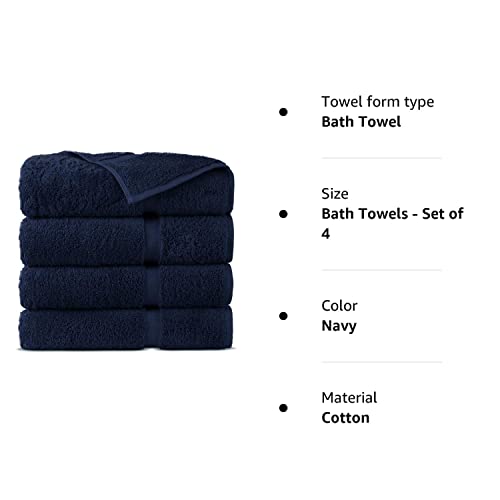 Indulge Linen 100% Turkish Cotton Towel Set (Bath Towels - Set Of 4, Navy) #TOP1