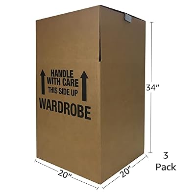 UBOXES Space Savers Wardrobe Moving Boxes With Hanger 20 x 20 x 34 (3 Pack)