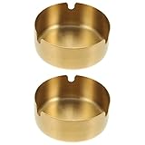 FOMIYES Cenicero De Acero Inoxidable, Paquete De 2 Ceniceros Redondos De Metal, Ceniceroes Pequeños Para Interiores, Para...