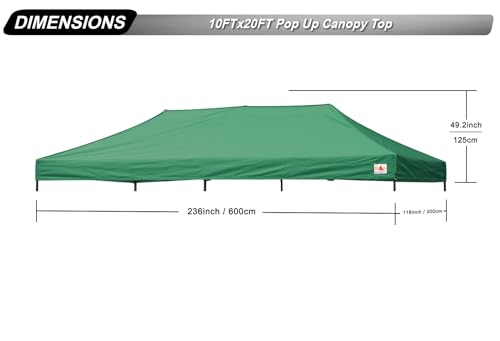 Image of ABCCANOPY Replacement Canopy Top for Pop Up Canopy Tent 10x20 Forest Green