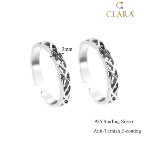 Image of Clara 925 Sterling Silver Size Adjustable Toe Rings Pair Gift for Women