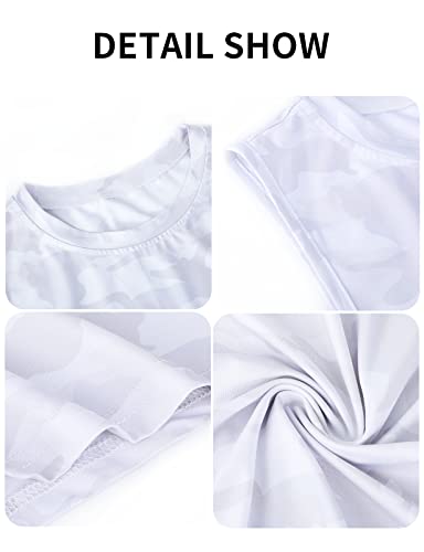 Luranee Womens Cropped Tank Tops,Cute Crop Tank Top For Women Teens Girls Trendy Sleeveless Short Tops Summer Quick Dry Workout Gym Athletic Clothes Active Wear Outfits Tshirts Camo White #TOP4