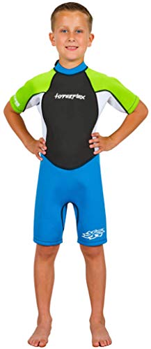 Hyperflex Access Child's 2mm Backzip Shorty Wetsuit - Warm, Comfortable Kid's Springsuit with 4-Way Stretch Neoprene and SPF Protection - Adjustable Collar and Flat Lock Construction