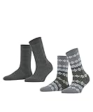 Esprit Damen Socken Fairs Isle 2-Pack, Nachhaltige Biologische Baumwolle Wolle, 2 Paar, Mehrfarbig (Sortiment 50), 39-42