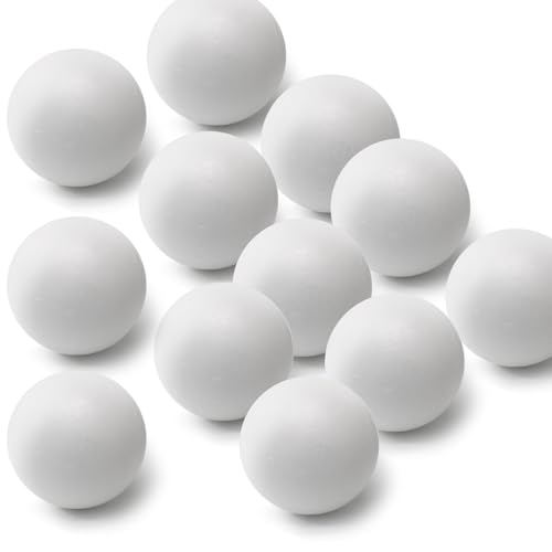 Luomorgo 12 Pack 3 Inch White Foam Balls for Crafts - Smooth Round Craft Supplies for DIY Decorations School Projects Party & Home Decor