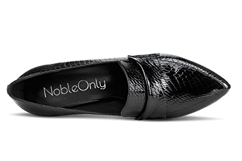 NobleOnly Womens High Heels Slip-on Platform Pumps Comfortable Leather Stilettos Loafers Shoes 4" Heel4