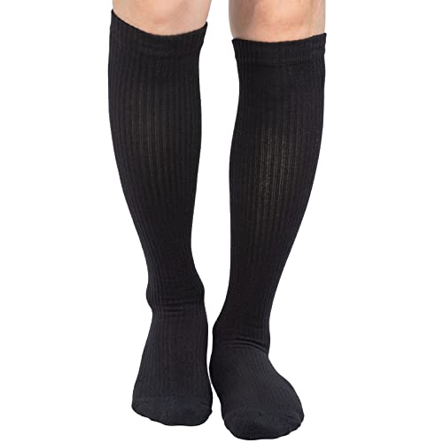 Athlemo 4Pairs Cotton Compression Socks For Men & Women Circulation 8-15Mmhg Knee High Socks 9-11 Blk #TOP1