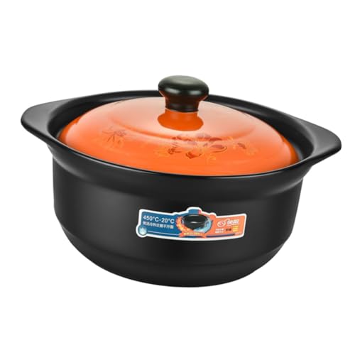 Mikikit Casseruola in Ceramica Da Cucina Pentola Per Brasare e Stufare Con Coperchio Per Casa Per Pollo Brasato Spaghetti Di Riso e Zuppe Design Ergonomico Per Impugnatura Comoda