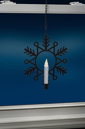 Image of CW1510A Battery Powered 12 Inch Metal Snowflake Window Wreath with Hot Spot Flickering Flameless Candle Light and Automatic Timer,