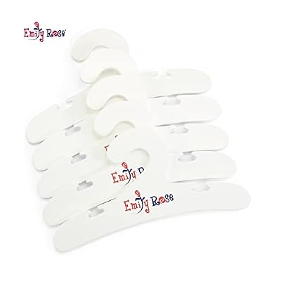 Emily Rose 18 Inch Doll Clothes Hangers 5-Pack White Wooden | Closet Organizer Compatible with American Girl and Our Generation Doll Clothing | 18 Wardrobe Furniture Accessories | USA Brand