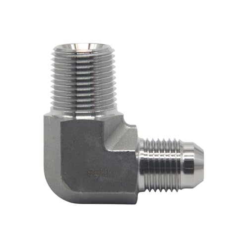 Image of HFS(R) 3 /8 inch Male NPT to 3 /8 inch Male JIC Elbow 90 Flare Pipe Fitting 304 Stainless Steel (3 /8 inch MNPT x 3 /8 inch MJIC)