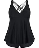 Aqua Eve Plus Size Swimsuits with Shorts Two Piece Tankini for Women Flowy Bathing Suits Athletic Swimwear Black 20W