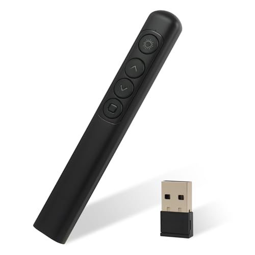 Annlpoy 1pcs Puntero Presentaciones Presentador Inalámbrico Mando Puntero,pasador diapositivas,Compatible con PowerPoint, Windows, Mac OS, Linux, para Enseñanza, Oficina y Conferencias