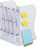 Qualsen Sujetalibros Estanteria, Originales Sujetalibros de Metal, Separador de Libros Aguanta Libros Estirable Bookend para La Oficina O El Hogar Blanco