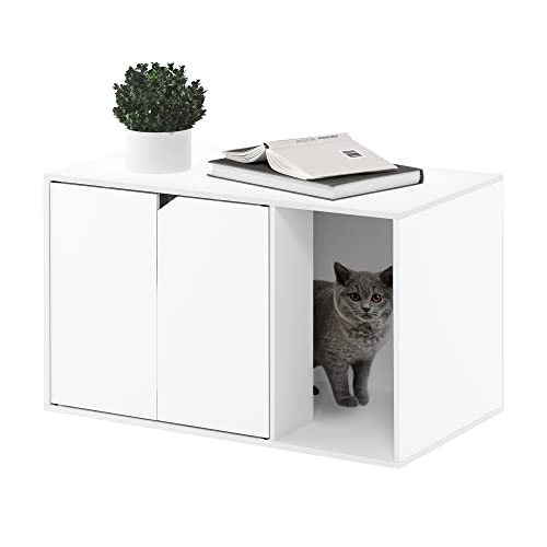 Furinno Peli Litter Box Enclosure, Solid White #TOP4