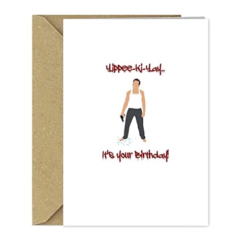 Funny Die Hard Birthday Card - John McClane says Yippie Kie Yay - Joke Movie Cards for him Cover