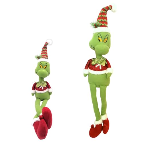 Bambola Peluche Grinch Con Abito E Cappello Di Babbo Natale – Decorazione Natalizia Morbida E Divertente