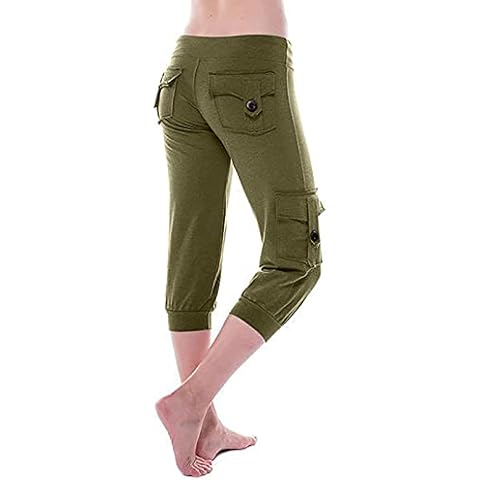 AMhomely Women's Capri Trousers with Pocket Cover