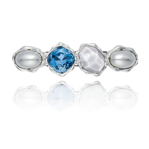 バレッタ 【海洋の心】 Insスタイル 髪留め (1枚セット) 前髪ピン ゴージャスなラインストーンファインポリッシュ合金クリップ フレンチバレッタ 素敵髪飾り 結婚式 ナイトクラブ デート ブラインドデート出掛け お風呂 髪型を作りやすい 母の日 誕生日