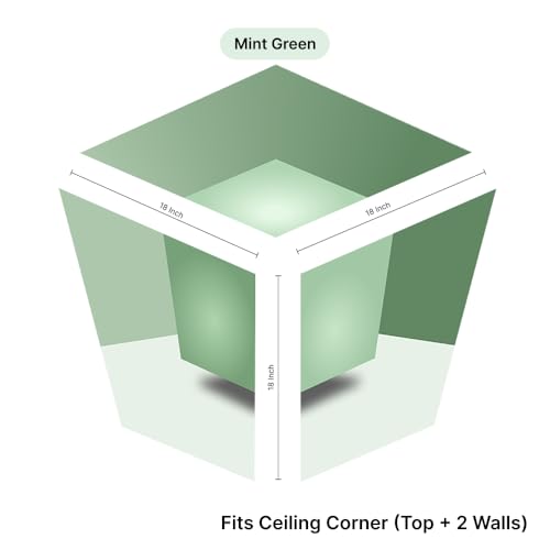 Image of 3D Cube Pixelated Box Illusion Wall Sticker for 90 Corner | Geometric Optical Illusion Wall Decal | Corner Wall & Ceiling Decor | Peel & Stick (ZenCube 18 X 18 Inch - Mint Green)
