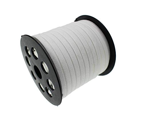 Pamir Tong 5mm Suede Leather Cords Leather Lace Flat Faux Suede Cord String Thread Velvet Cord for Necklace, Bracelet, Choker and DIY Crafts (40 Yards White)