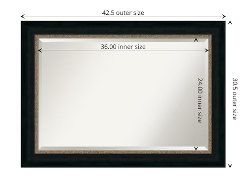 Image of Amanti Art Framed Vanity Mirror | Bathroom Mirrors for Wall | Impact Bronze Mirror | Wall Mounted Mirror | Large Mirror | 30.25 x 42.25