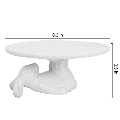 LA JOLIE MUSE Cupcake Stand Ceramic Dessert Plates for Snacks and Cookies, Bunny Candy Dish Gift, 8.3 Inch White, Home Decorations Gift - Thumbnail 6