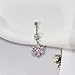Cykdohy 14G Dainty Rhinestone Flower Dangle Navel Ring for Women Fashion Statement Snowflake Crystal Drop Belly Button Rings Sparkly CZ Barbell Stud Sexy Body Piercing Jewelry (Silver)