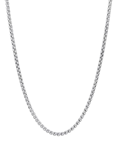 PROSTEEL Collane Uomo Collana Argento Uomo Collana Catena 3mm 51cm in Acciaio Inossiabile