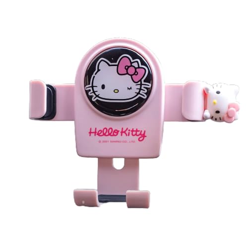 Kawaii Kitty Pink Air Vent Car Mount Hands Free Cell Phone Holder for Car Cute Kitty car Accessories Clamp Cradle Compatible with All iPhone Android Smartphone