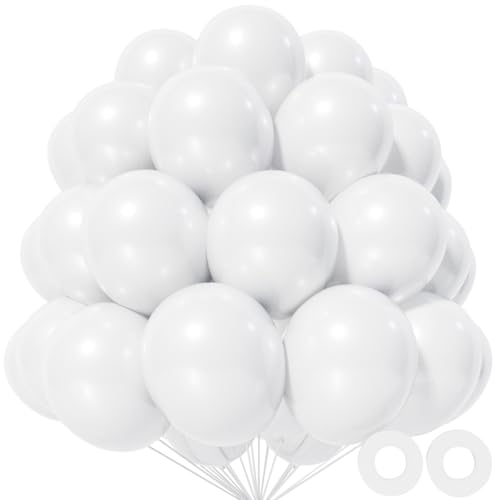 Image of White Balloon 110pcs, 12 Inch Thickened Round Helium Balloons for New Years Christmas Birthday Engagement Bridal Shower Party Backdrop Decorations