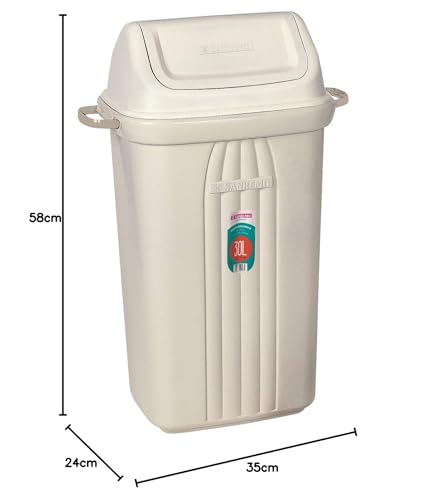 Lixeira Basculante Plástica, 30L, Branco, Sanremo