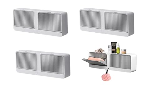 Image of SAHAJ Enterprise Plastic Creative Wall Mounted Double Bar Bathroom Soap Box Holder Soap Dish with Drainage Box Soap Box with Lid Single, Double Grid Soap Draining Rack (3, 2 Lid)