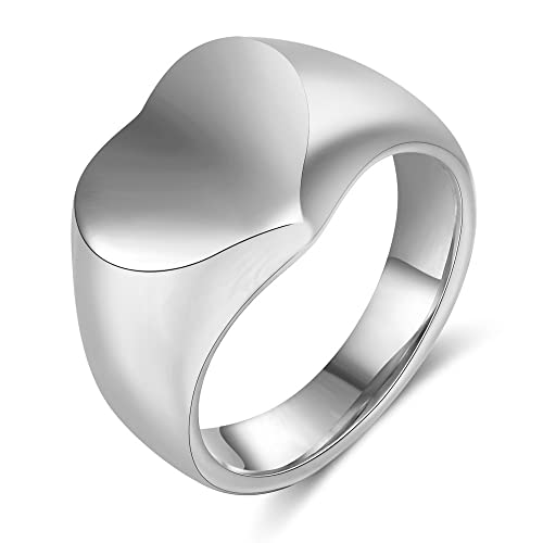 USUASI Anel masculino de aço de titânio com nova personalidade, anel de coração de aço inoxidável, p