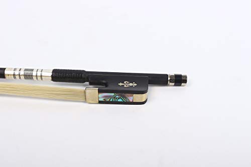 Yinfente 4/4 Cello Bow Carbon Fiber Fluer-De-Lys Inlay Full Size Well Balanced Natural Horse Hair Cello Parts (4/4) #TOP2
