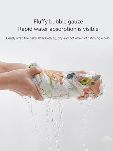 Image of Kassy Pop Printed 6 Layer Bamboo Muslin Blanket Cum Swaddling Towel for Baby | 70% Bamboo, 30% Cotton | AC Quilt, Multi-Purpose Blanket | 110cm x 110cm (Multicolor Print)