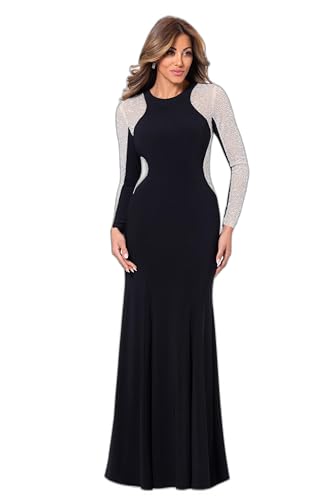 Xscape Women's Long Sleeve Beaded Contour Gown