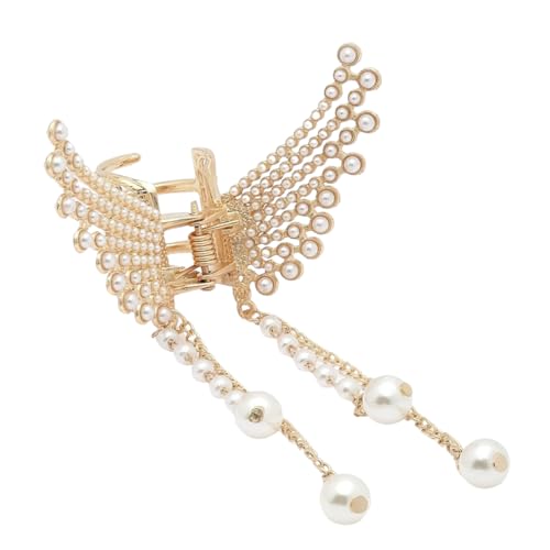 Image of Korean StyleHair Clips For Women - Butterfly Clips For Women, Korean Hair Accessories - Butterfly Clip With Pearls & Rhinestone - Hair Accessories for Women (1 Pc) Butterfly Clutcher For Hair