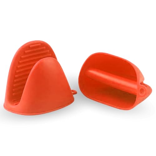 Manoplas guantes silicona para horno, Guantes térmicos de Silicona, Mini Manoplas Horno, Manoplas para Airfryer y para barbacoa, Utensilios de cocina, Slicona, 2 unidades, Rojo
