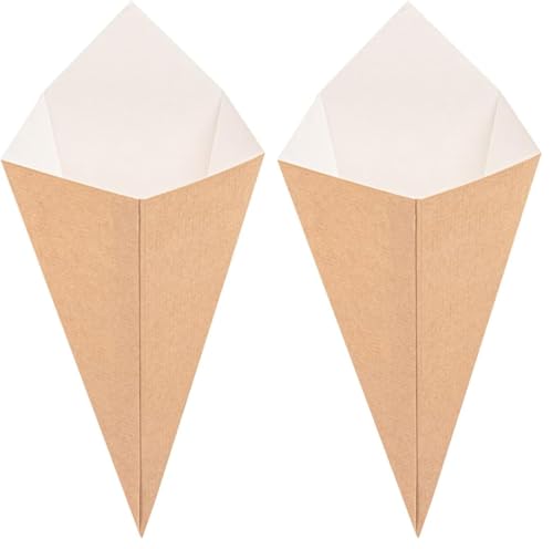 200 unité - Cornets Frites 'Thepack' 100 G 220 G/M2 12,8X21,7 Cm Naturel Carton Ondulé Nano-Micro (Lot de 2)
