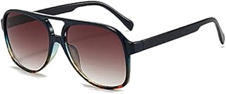 Long Keeper Retro Polarised Sunglasses for Women Men Oversize Vintage 70s Pilot Sunglasses, Large Square Frame Double Bridge Retro Glasses Anti UV