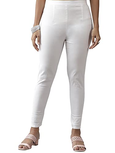 Ada Hand Embroidered Indian Chikankari White Cotton Trouser Pant for Women A711138