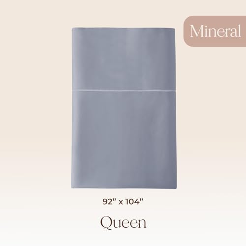 Image of Certified Organic Queen Flat Sheet Only - 100% Organic Cotton Top Sheet with Luxurious Soft and Breathable 300 Thread Count Sateen Weave Finish - GOTS & Fairtrade Certified (Mineral, Queen)