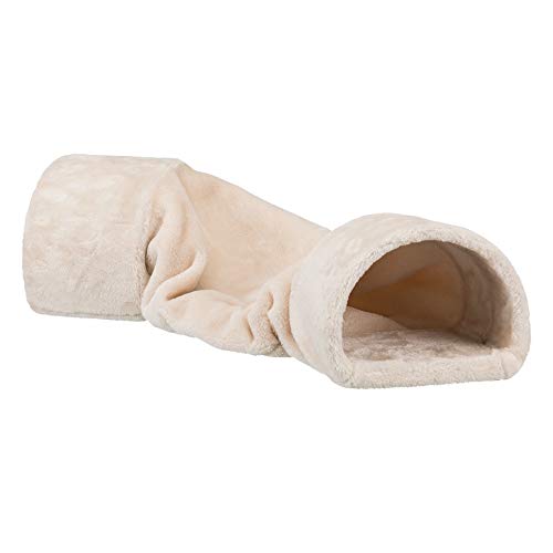 TRIXIE 63102 Kuscheltunnel mit 2 Ausgängen, Zwergkaninchen, 27 × 21 × 80 cm, beige